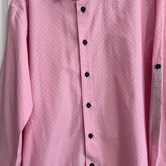Men's Solid Pink Button Up Long Sleeve Dress Shirt /Size Large - Picture 6 of 7